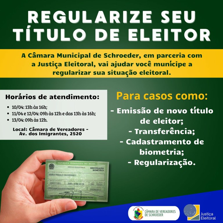 REGULARIZE SEU TÍTULO DE ELEITOR — Câmara De Vereadores